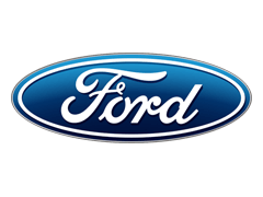 Ford-logo in blauw ovaal met witte letters